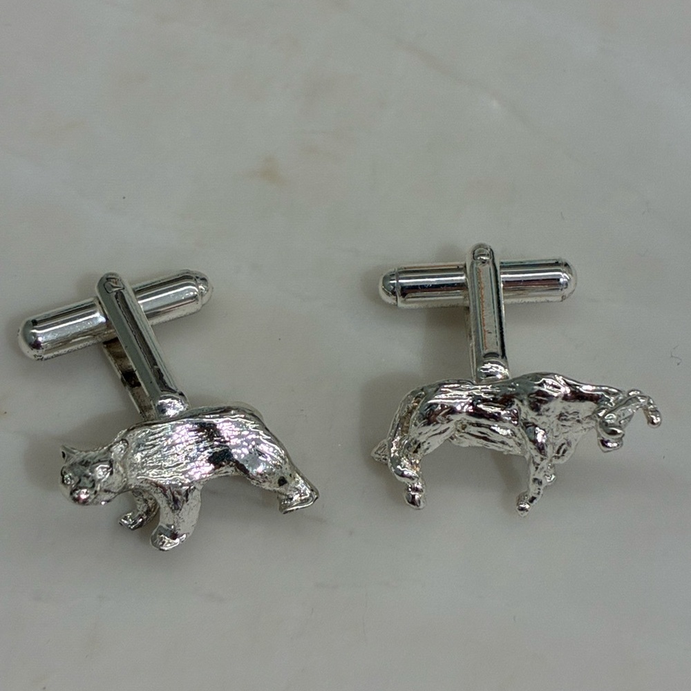 Sterling Silver Bull and Bear Cufflinks